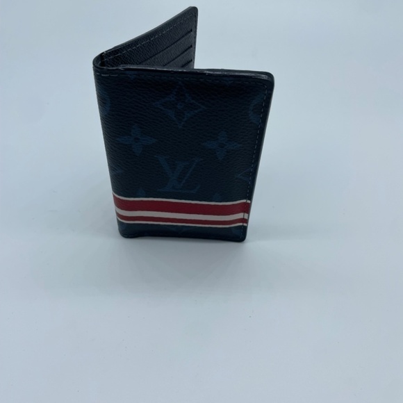 LOUIS VUITTON Cobalt Monogram with Red/White Stripes Pocket Organizer; exc cond - Picture 5 of 6